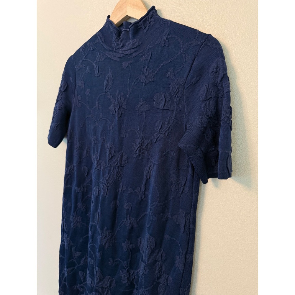 Lafayette 148 New York Floral Jacquard Mock Neck Wool Knit Dress XS - Picture 4 of 8